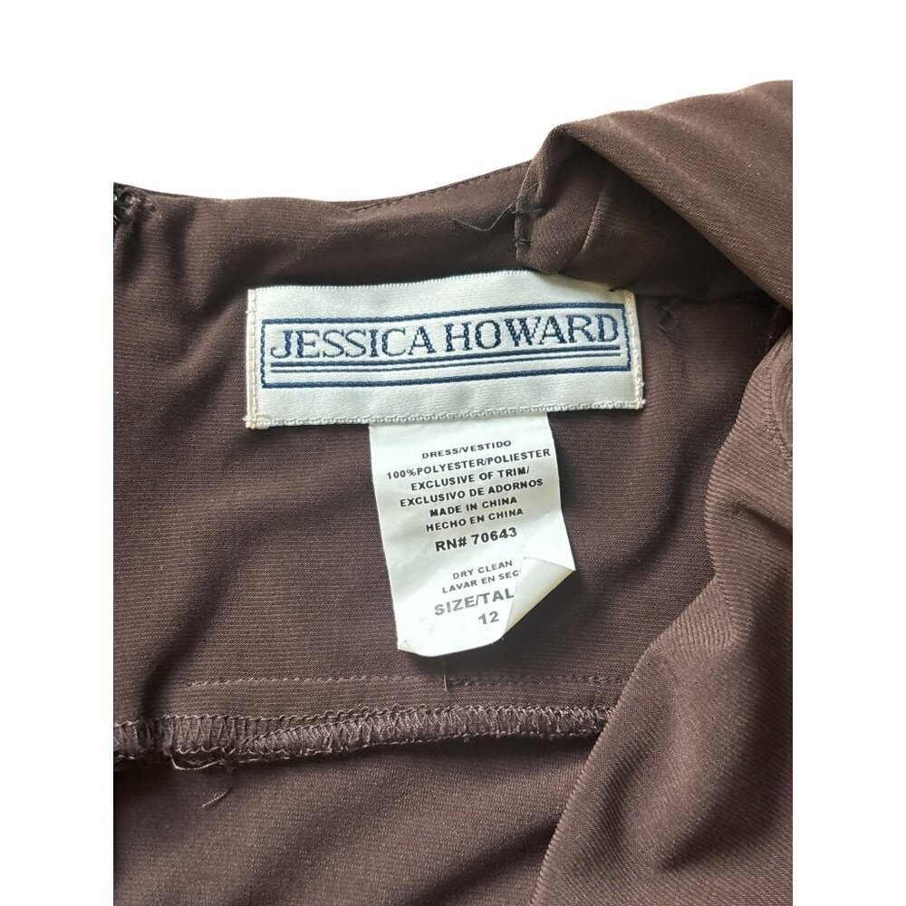 Jessica Howard Women's Brown V Neckline Dress - Picture 6 of 6